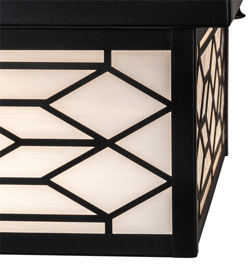 Meyda Lighting Seneca 14"Sq 2-Light Craftsman Brown Ponte Flush Mount Light With White Art Shade Glass