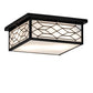 Meyda Lighting Seneca 14"Sq 2-Light Craftsman Brown Ponte Flush Mount Light With White Art Shade Glass