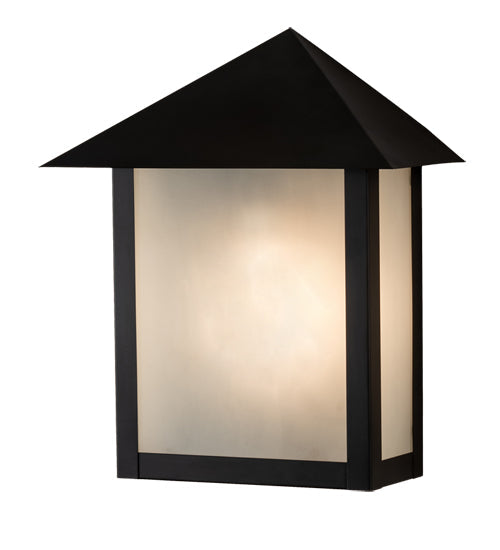 Meyda Lighting Seneca 15" Craftsman Brown Prime Wall Sconce With Clear Frosted Shade Glass