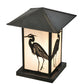 Meyda Lighting Seneca 16" Craftsman Brown Heron Outdoor Pier Mount Light With White Art Shade Glass