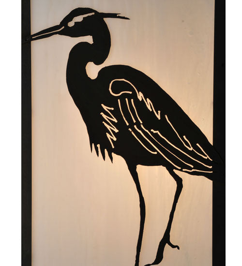 Meyda Lighting Seneca 16" Craftsman Brown Heron Outdoor Pier Mount Light With White Art Shade Glass