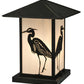 Meyda Lighting Seneca 16" Craftsman Brown Heron Outdoor Pier Mount Light With White Art Shade Glass