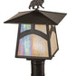 Meyda Lighting Seneca 16" Craftsman Brown Hill Top With Bear Outdoor Post Mount Light With Beige Iridescent Shade Glass