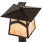 Meyda Lighting Seneca 16" Craftsman Brown Hill Top With Bear Outdoor Post Mount Light With Beige Iridescent Shade Glass