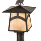 Meyda Lighting Seneca 16" Craftsman Brown Hill Top With Bear Outdoor Post Mount Light With Beige Iridescent Shade Glass