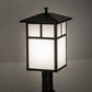 Meyda Lighting Seneca 16" Craftsman Brown On Brass "T" Mission Outdoor Post Mount Light With White Statuario Idalight Shade