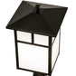 Meyda Lighting Seneca 16" Craftsman Brown On Brass "T" Mission Outdoor Post Mount Light With White Statuario Idalight Shade