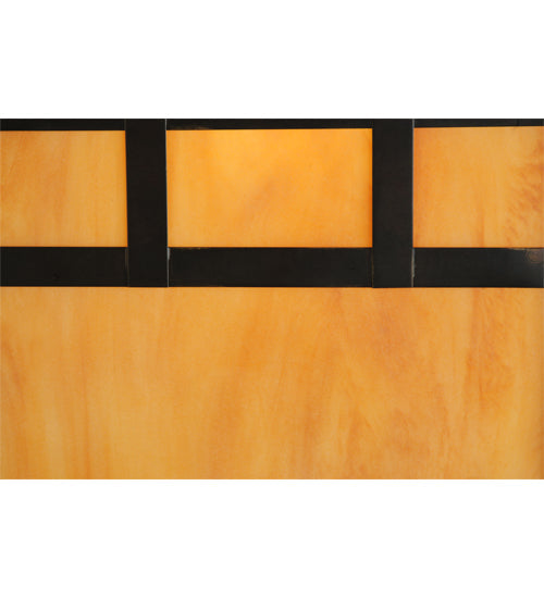Meyda Lighting Seneca 16" Craftsman Brown Window Pane Curved Arm Wall Sconce With Ambra Siena Idalight Shade Glass