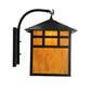 Meyda Lighting Seneca 16" Craftsman Brown Window Pane Curved Arm Wall Sconce With Ambra Siena Idalight Shade Glass