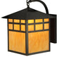 Meyda Lighting Seneca 16" Craftsman Brown Window Pane Curved Arm Wall Sconce With Ambra Siena Idalight Shade Glass