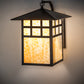 Meyda Lighting Seneca 16" Craftsman Brown Window Pane Curved Arm Wall Sconce With Beige Art Shade Glass