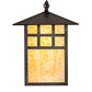 Meyda Lighting Seneca 16" Craftsman Brown Window Pane Curved Arm Wall Sconce With Beige Art Shade Glass