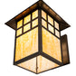 Meyda Lighting Seneca 16" Craftsman Brown Window Pane Curved Arm Wall Sconce With Beige Art Shade Glass