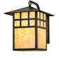 Meyda Lighting Seneca 16" Craftsman Brown Window Pane Curved Arm Wall Sconce With Beige Art Shade Glass
