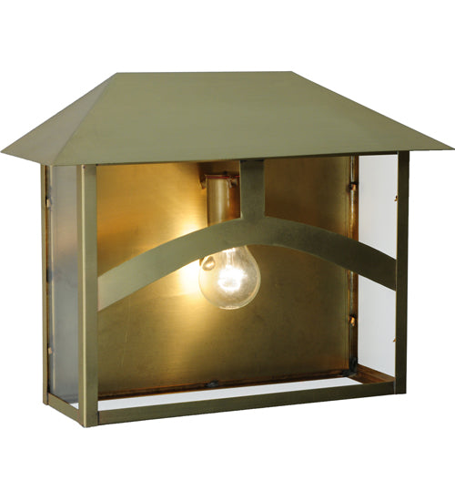 Meyda Lighting Seneca 16" Natural Brass Wall Sconce With Clear Shade Glass