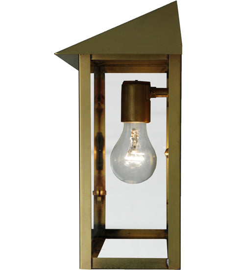 Meyda Lighting Seneca 16" Natural Brass Wall Sconce With Clear Shade Glass