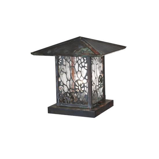 Meyda Lighting Seneca 16" Verdigris Lotus Leaf and Dragonfly Outdoor Lantern Light