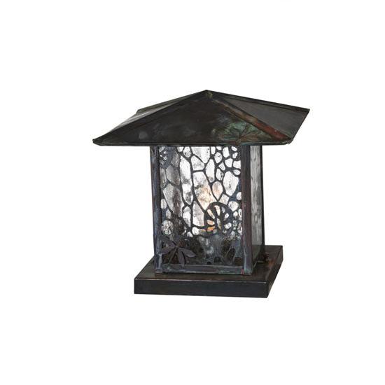 Meyda Lighting Seneca 16" Verdigris Lotus Leaf and Dragonfly Outdoor Lantern Light