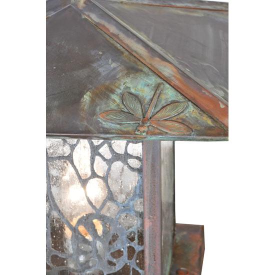 Meyda Lighting Seneca 16" Verdigris Lotus Leaf and Dragonfly Outdoor Lantern Light