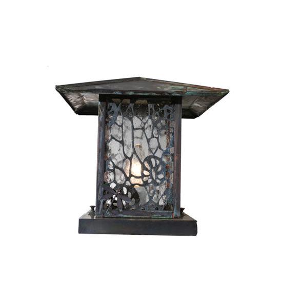 Meyda Lighting Seneca 16" Verdigris Lotus Leaf and Dragonfly Outdoor Lantern Light