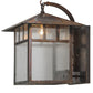 Meyda Lighting Seneca 16" Vintage Copper Double Bar Mission Curved Arm Hanging Wall Sconce With Clear Seeded Shade Glass