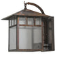 Meyda Lighting Seneca 16" Vintage Copper Double Bar Mission Curved Arm Hanging Wall Sconce With Clear Seeded Shade Glass