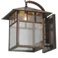 Meyda Lighting Seneca 16" Vintage Copper Double Bar Mission Curved Arm Hanging Wall Sconce With Clear Seeded Shade Glass