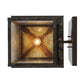 Meyda Lighting Seneca 16" Vintage Copper Double Bar Mission Curved Arm Hanging Wall Sconce With Clear Seeded Shade Glass