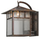 Meyda Lighting Seneca 16" Vintage Copper Double Bar Mission Curved Arm Hanging Wall Sconce With Clear Seeded Shade Glass