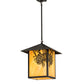 Meyda Lighting Seneca 16"Sq Craftsman Brown Winter Pine Pendant Light With Beige Shade Glass