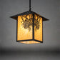 Meyda Lighting Seneca 16"Sq Craftsman Brown Winter Pine Pendant Light With Beige Shade Glass