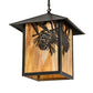 Meyda Lighting Seneca 16"Sq Craftsman Brown Winter Pine Pendant Light With Beige Shade Glass