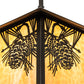 Meyda Lighting Seneca 16"Sq Craftsman Brown Winter Pine Pendant Light With Beige Shade Glass
