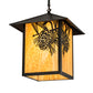 Meyda Lighting Seneca 16"Sq Craftsman Brown Winter Pine Pendant Light With Beige Shade Glass