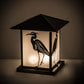 Meyda Lighting Seneca 17" 2-Light Oil Rubbed Bronze Heron Outdoor Pier Mount Light With Frosted Seeded Shade Glass