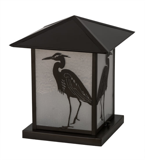 Meyda Lighting Seneca 17" 2-Light Oil Rubbed Bronze Heron Outdoor Pier Mount Light With Frosted Seeded Shade Glass