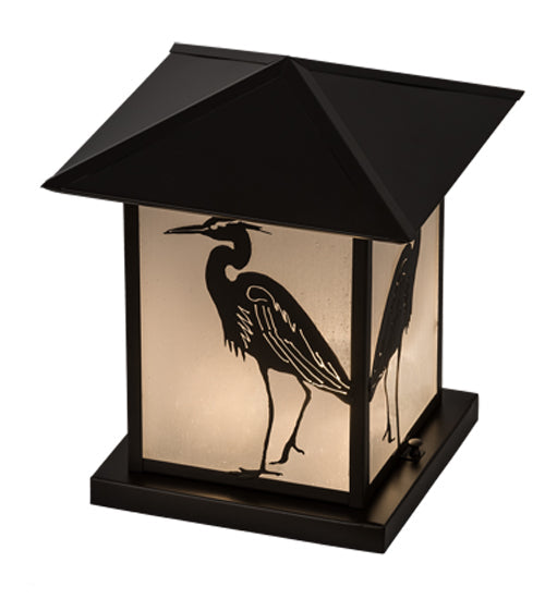 Meyda Lighting Seneca 17" 2-Light Oil Rubbed Bronze Heron Outdoor Pier Mount Light With Frosted Seeded Shade Glass