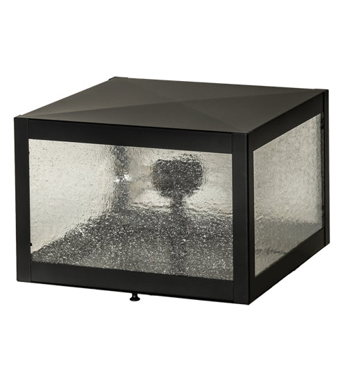 Meyda Lighting Seneca 17" 2-Light Solar Black Prime Outdoor Post Mount Light With Clear Seeded Shade Glass
