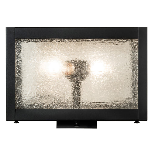 Meyda Lighting Seneca 17" 2-Light Solar Black Prime Outdoor Post Mount Light With Clear Seeded Shade Glass