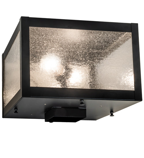 Meyda Lighting Seneca 17" 2-Light Solar Black Prime Outdoor Post Mount Light With Clear Seeded Shade Glass