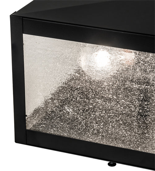 Meyda Lighting Seneca 17" 2-Light Solar Black Prime Outdoor Post Mount Light With Clear Seeded Shade Glass