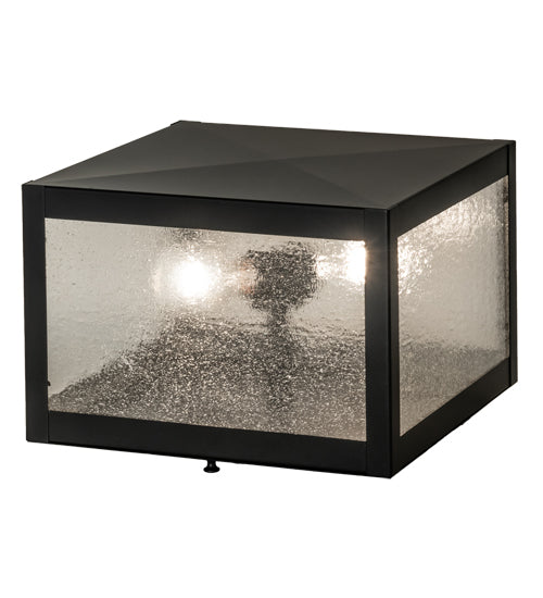 Meyda Lighting Seneca 17" 2-Light Solar Black Prime Outdoor Post Mount Light With Clear Seeded Shade Glass
