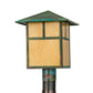 Meyda Lighting Seneca 17" Copper Verdigris T Mission Outdoor Post Mount Light With Tawnyrock Idalight Shade Glass