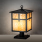 Meyda Lighting Seneca 17" Craftsman Brown Cross Mission Post Mount Light With Beige Art Shade Glass