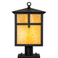 Meyda Lighting Seneca 17" Craftsman Brown Cross Mission Post Mount Light With Beige Art Shade Glass