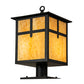 Meyda Lighting Seneca 17" Craftsman Brown Cross Mission Post Mount Light With Beige Art Shade Glass