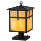 Meyda Lighting Seneca 17" Craftsman Brown Cross Mission Post Mount Light With Beige Art Shade Glass
