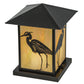 Meyda Lighting Seneca 17" Craftsman Brown Heron Outdoor Pier Mount Light With Beige Iridescent Shade Glass