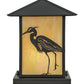 Meyda Lighting Seneca 17" Craftsman Brown Heron Outdoor Pier Mount Light With Beige Iridescent Shade Glass