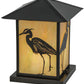 Meyda Lighting Seneca 17" Craftsman Brown Heron Outdoor Pier Mount Light With Beige Iridescent Shade Glass
